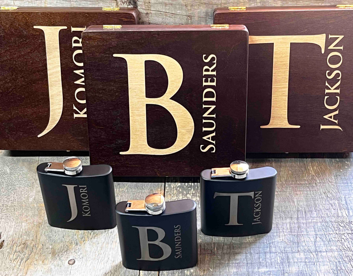 Groomsman Box/Flask Giftsets - Design 10 Memories Made Custom