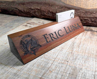Walnut Desk Name Plate With Card Slot Memories Made Custom