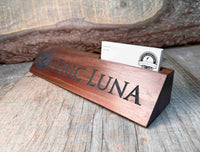 Walnut Desk Name Plate With Card Slot Memories Made Custom