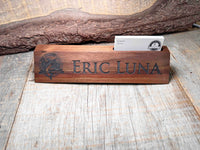 Walnut Desk Name Plate With Card Slot Memories Made Custom