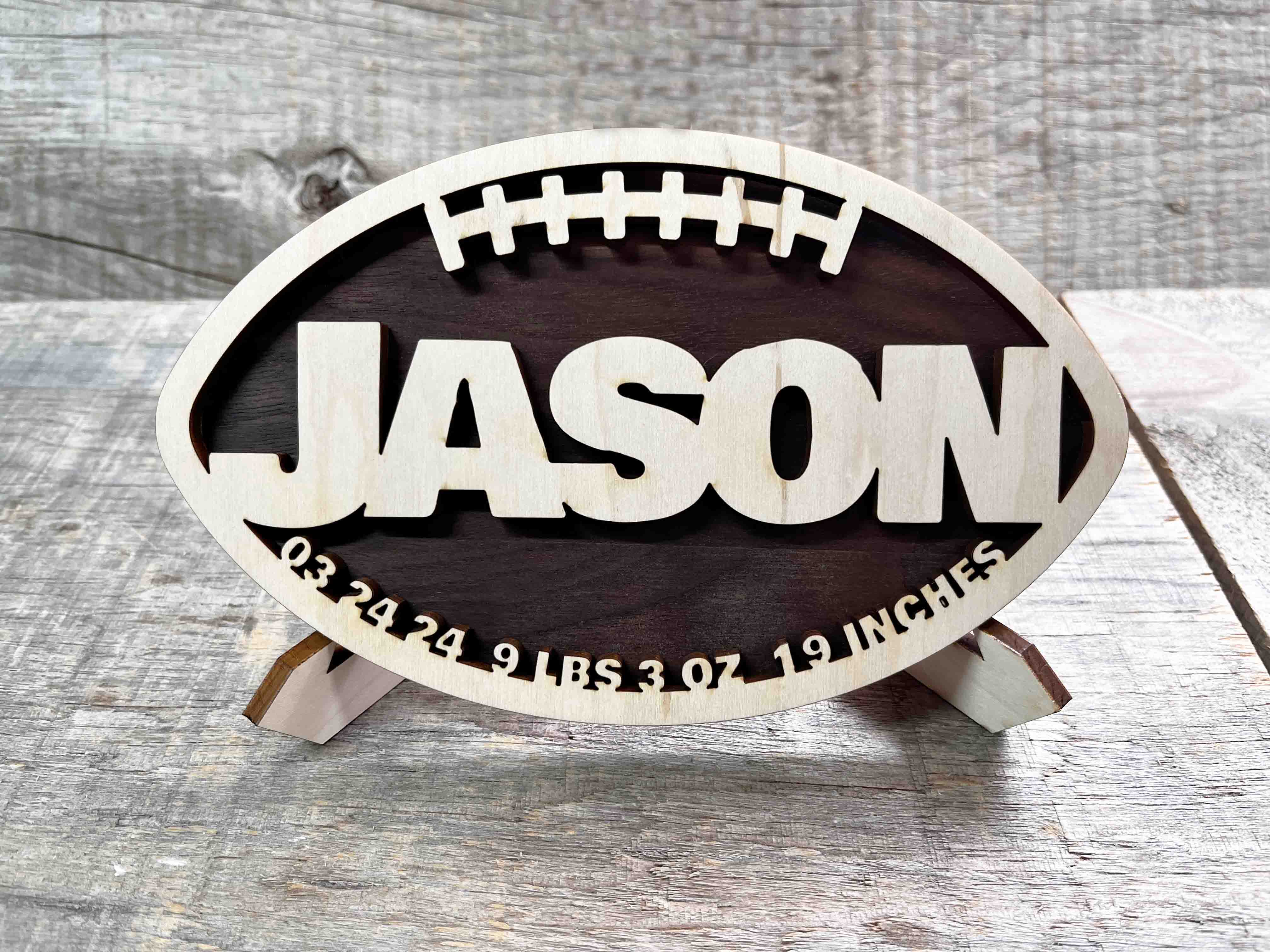 Custom Engraved Wooden Football Sign