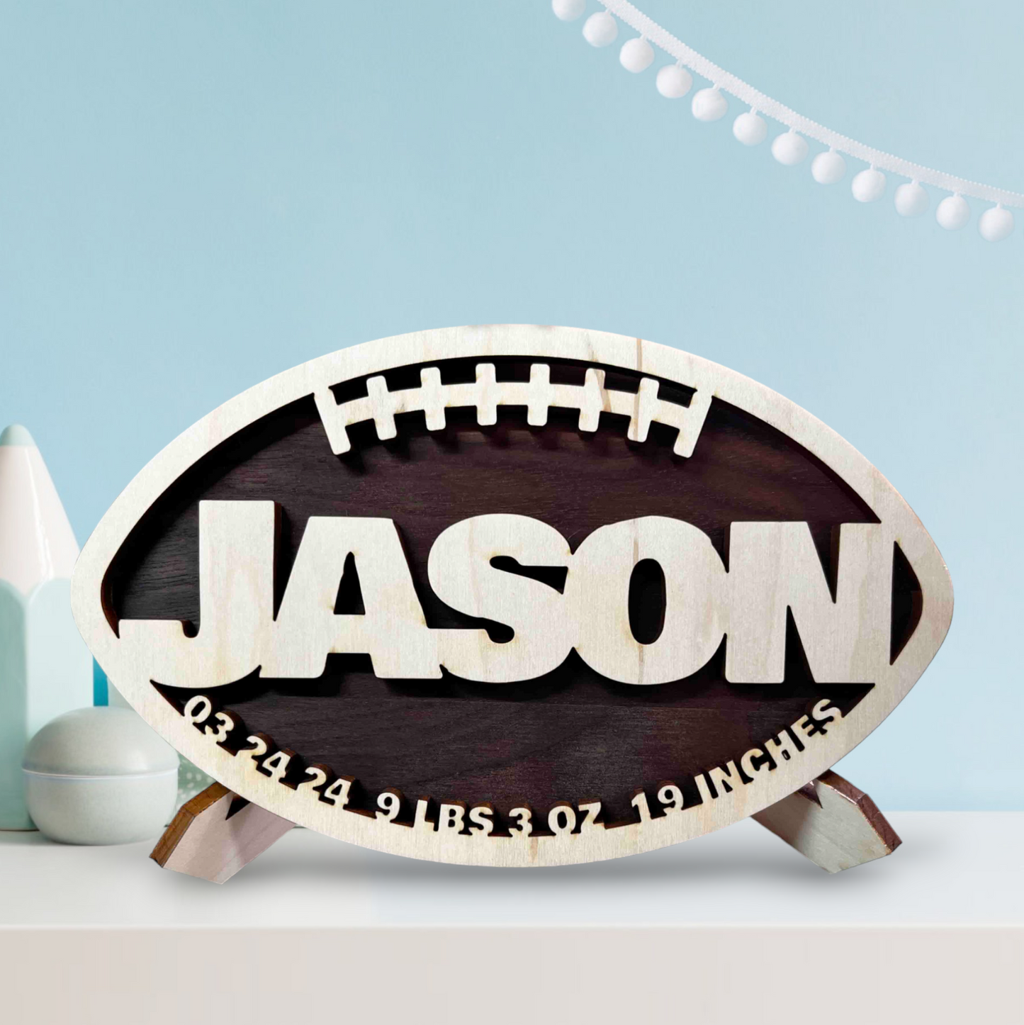 Custom Engraved Wooden Football Sign