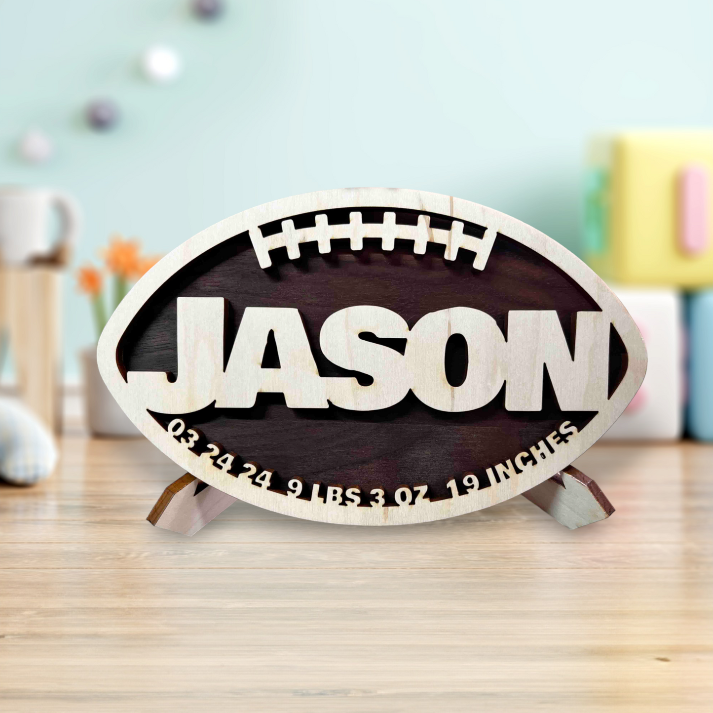 Custom Engraved Wooden Football Sign