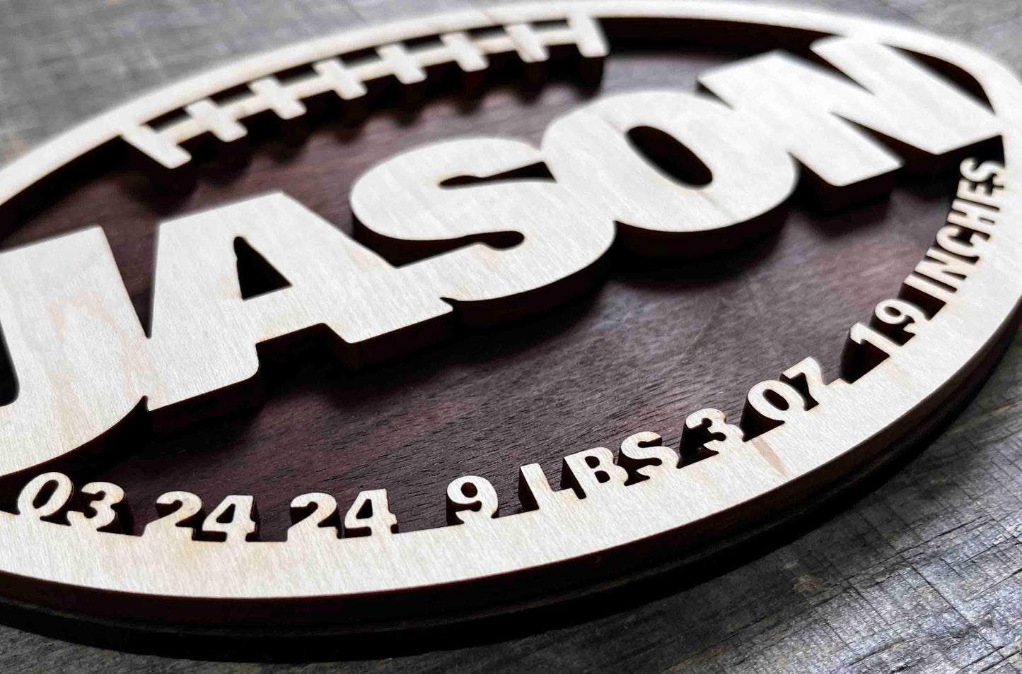 Custom Engraved Wooden Football Sign