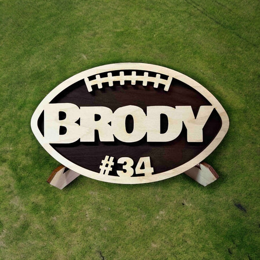 Custom Engraved Wooden Football Sign