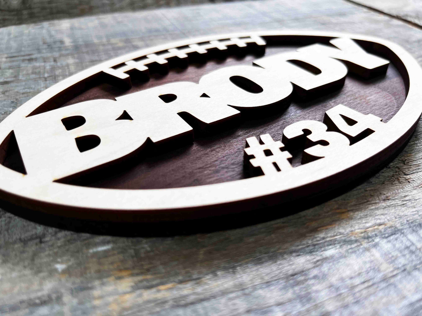 Custom Engraved Wooden Football Sign