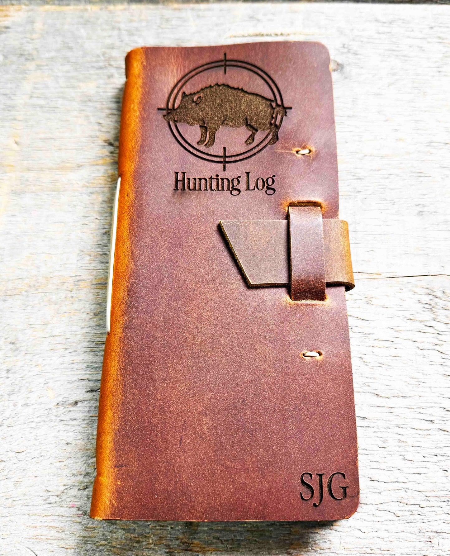 Hunting Log Premium Leather Engraved