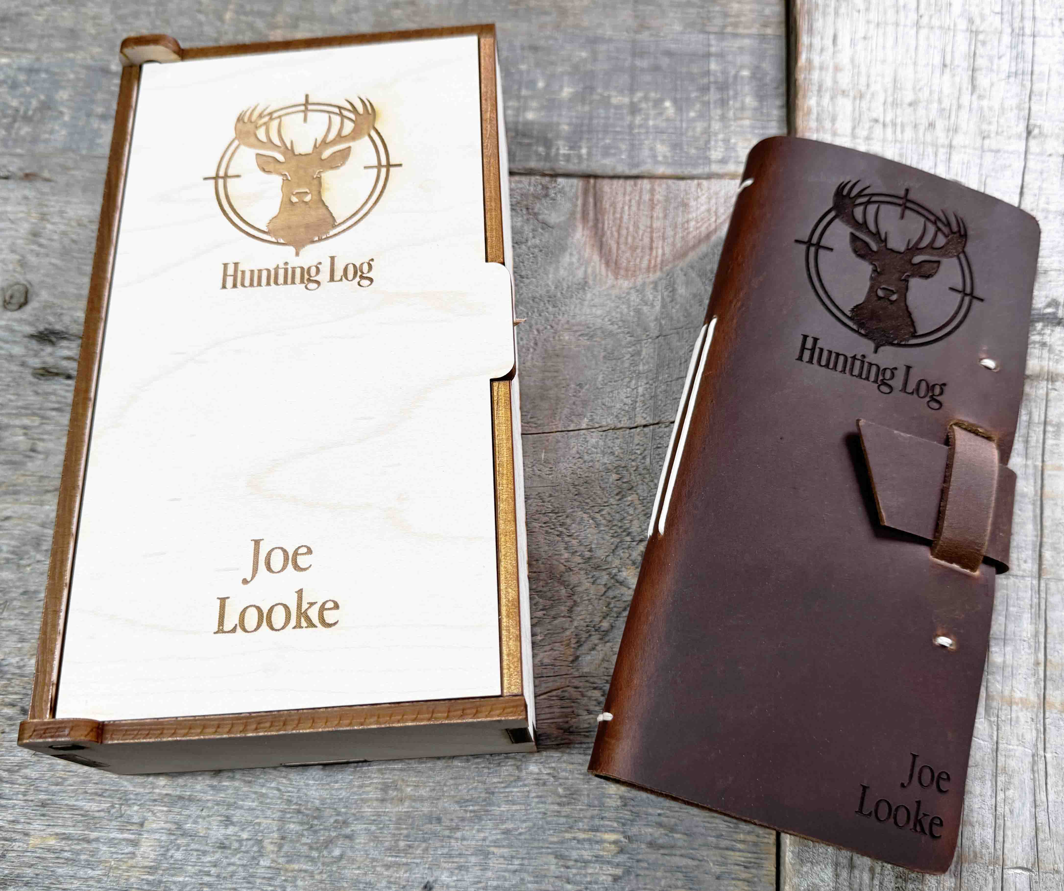 Hunting Log Premium Leather Engraved