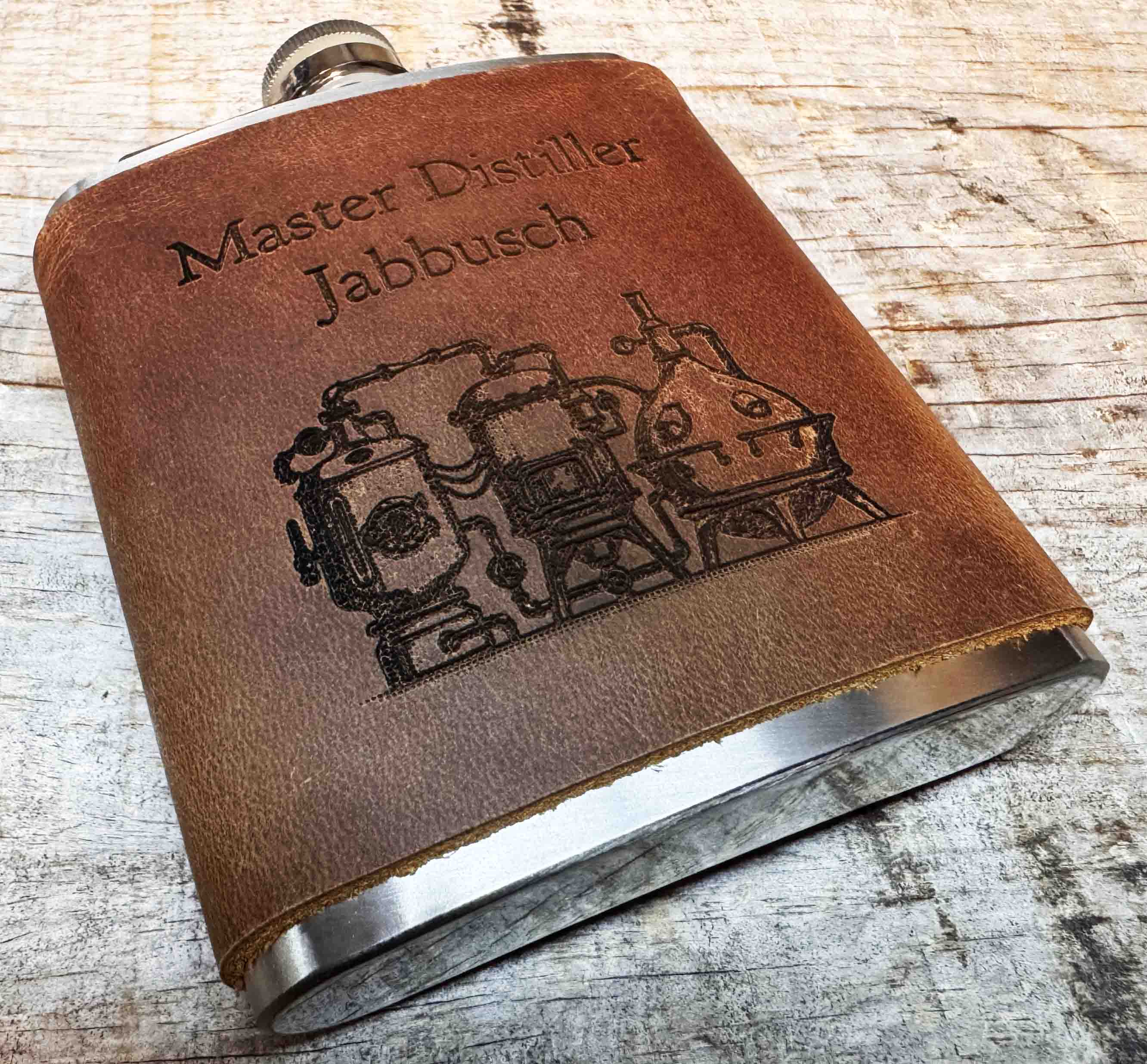 Cowboy Leather Engraved Flasks - Custom Design Memories Made Custom