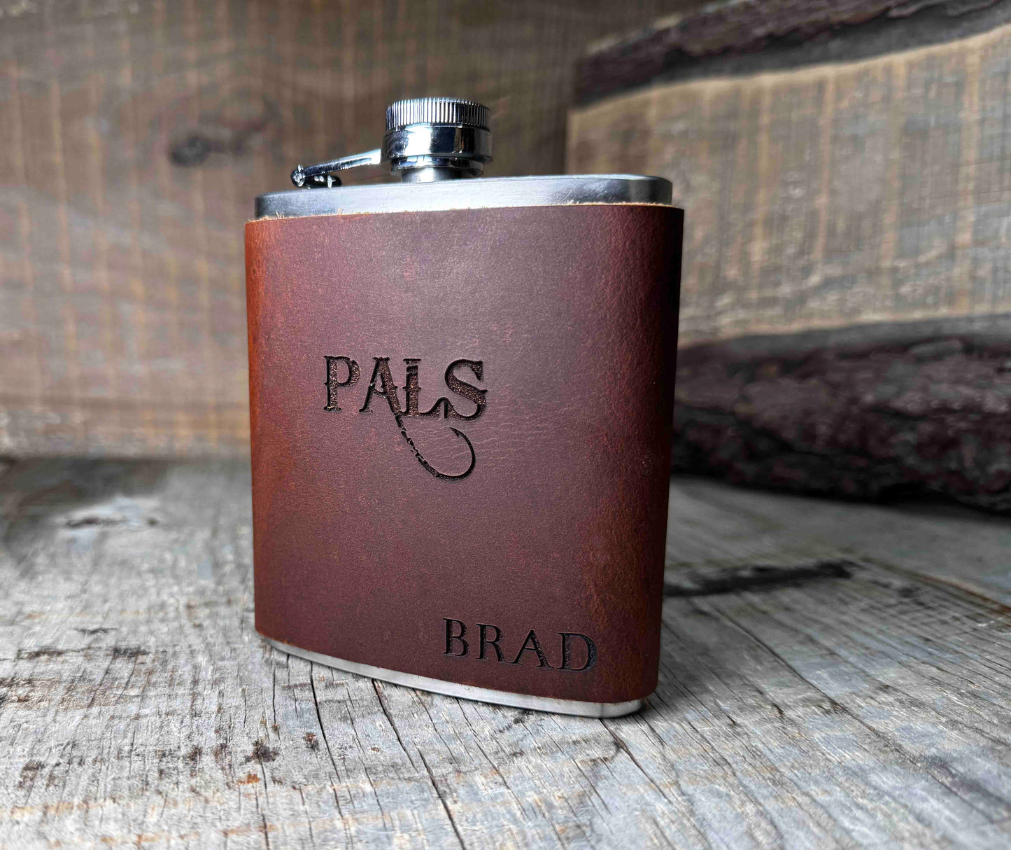 Cowboy Leather Engraved Flasks - Custom Design Memories Made Custom