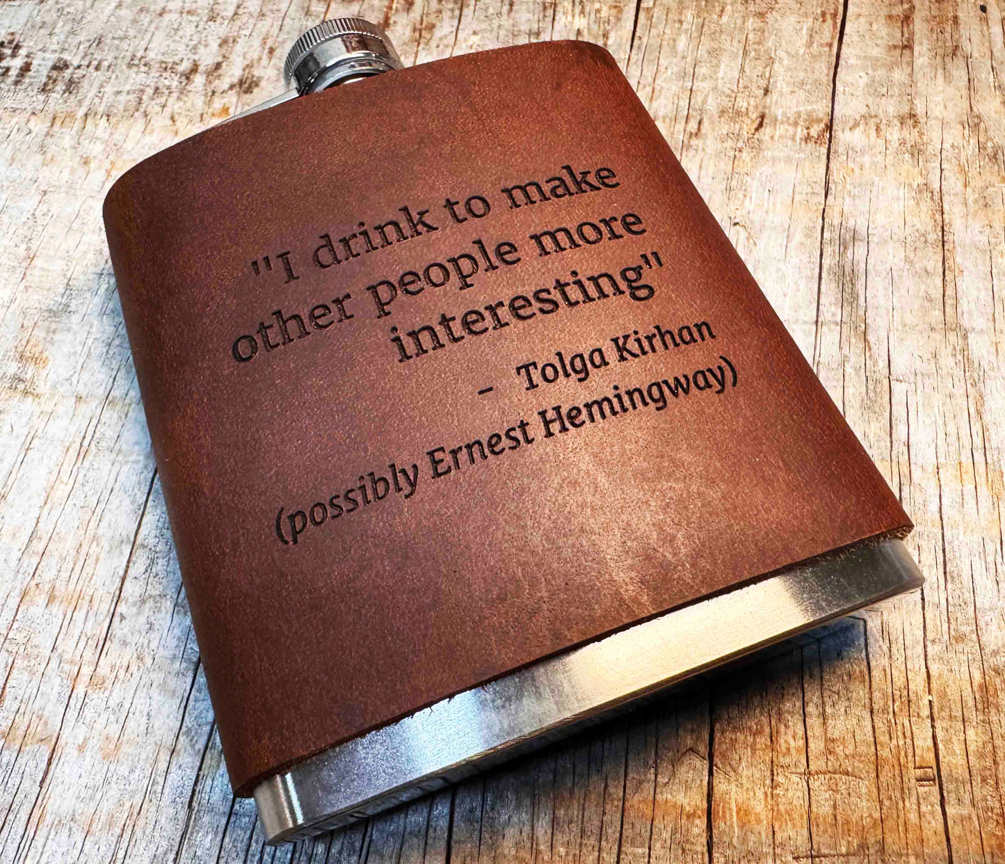 Cowboy Leather Engraved Flasks With Custom Quote Memories Made Custom