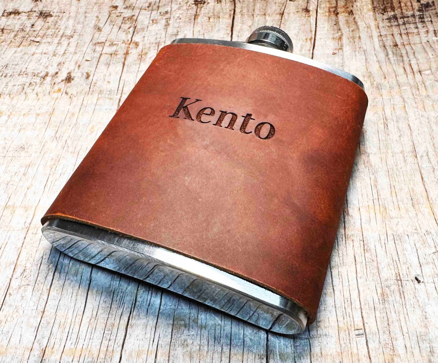 Cowboy Leather Engraved Flasks - Custom Design Memories Made Custom