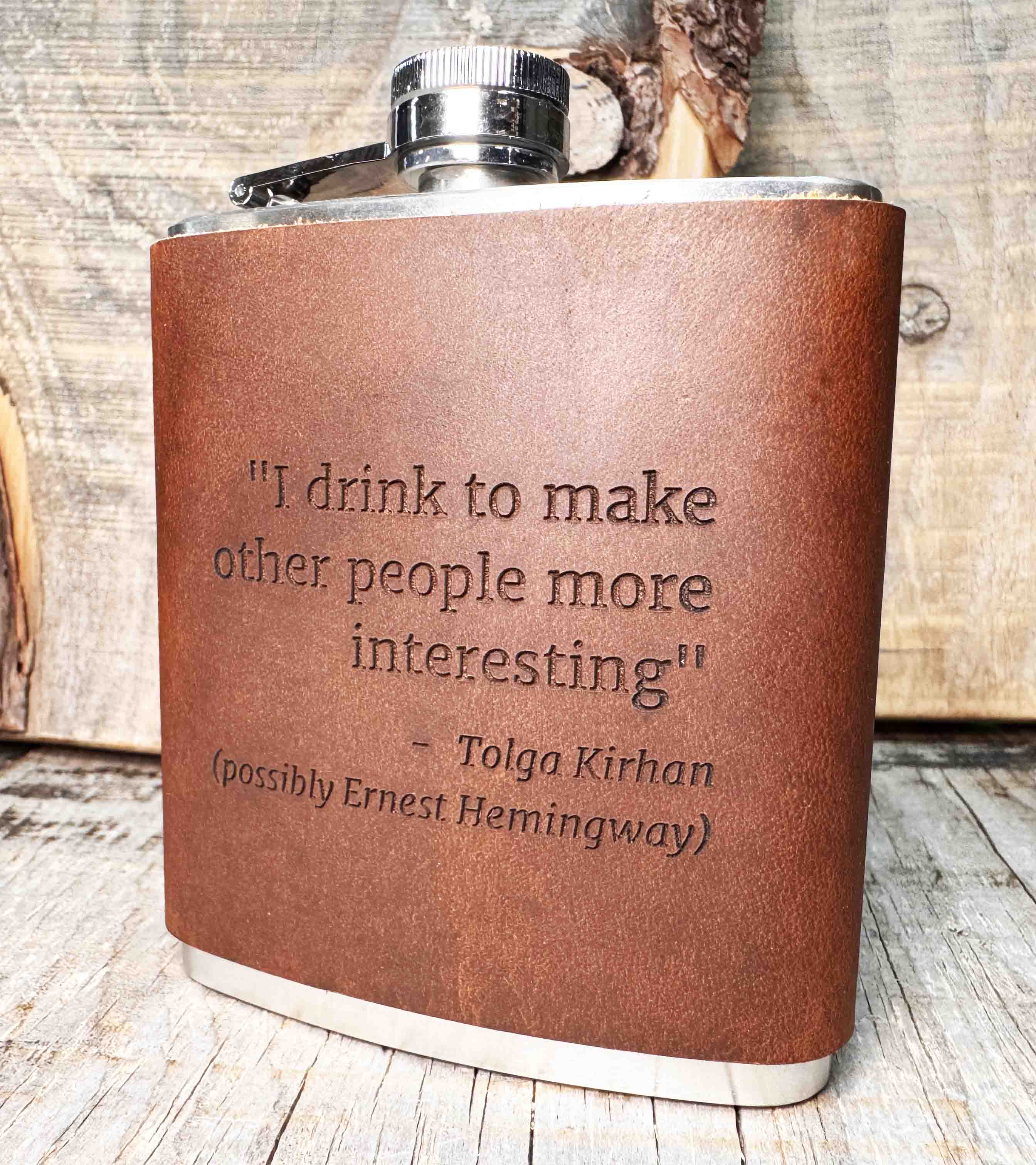 Cowboy Leather Engraved Flasks With Custom Quote Memories Made Custom