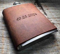 Cowboy Leather Engraved Flasks - Custom Design - Memories Made Custom
