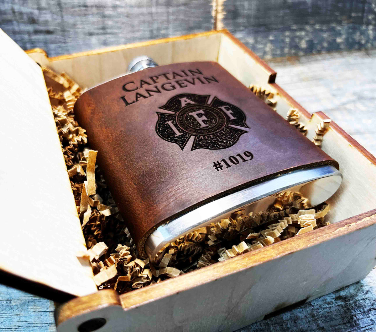 Cowboy Leather Engraved Flasks - Custom Design Memories Made Custom