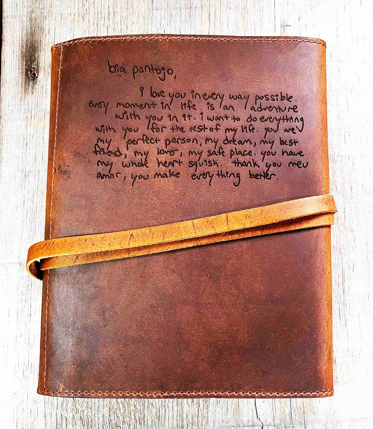 Handwriting Engraved Leather Journal