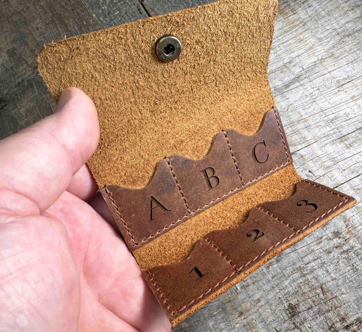 Custom Engraved Leather SD Card Holder - 6 Slot Memory Card Organizer Memories Made Custom