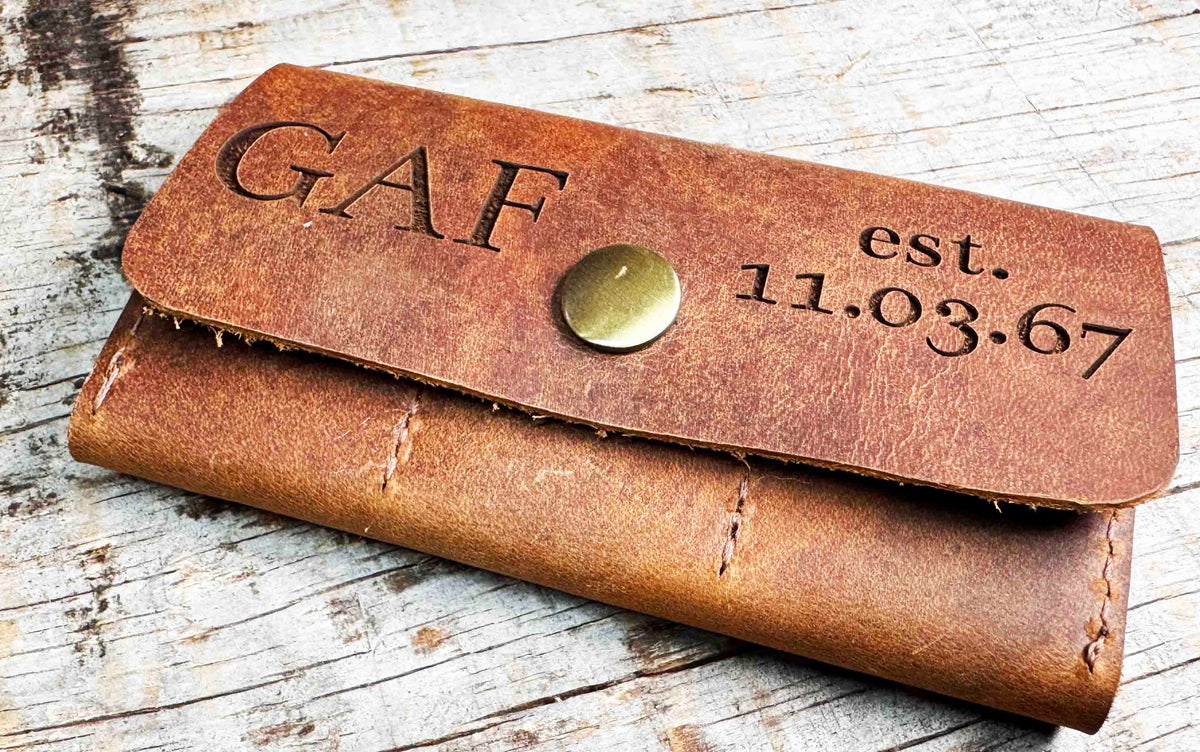 Custom Engraved Leather SD Card Holder - 6 Slot Memory Card Organizer Memories Made Custom