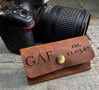 Custom Engraved Leather SD Card Holder - 6 Slot Memory Card Organizer Memories Made Custom