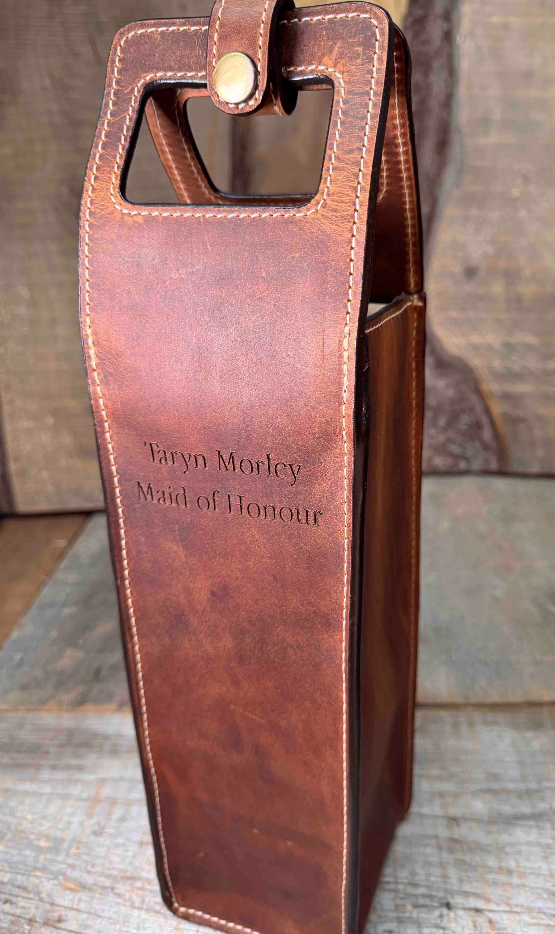 Custom Leather Wine Tote - Memories Made Custom