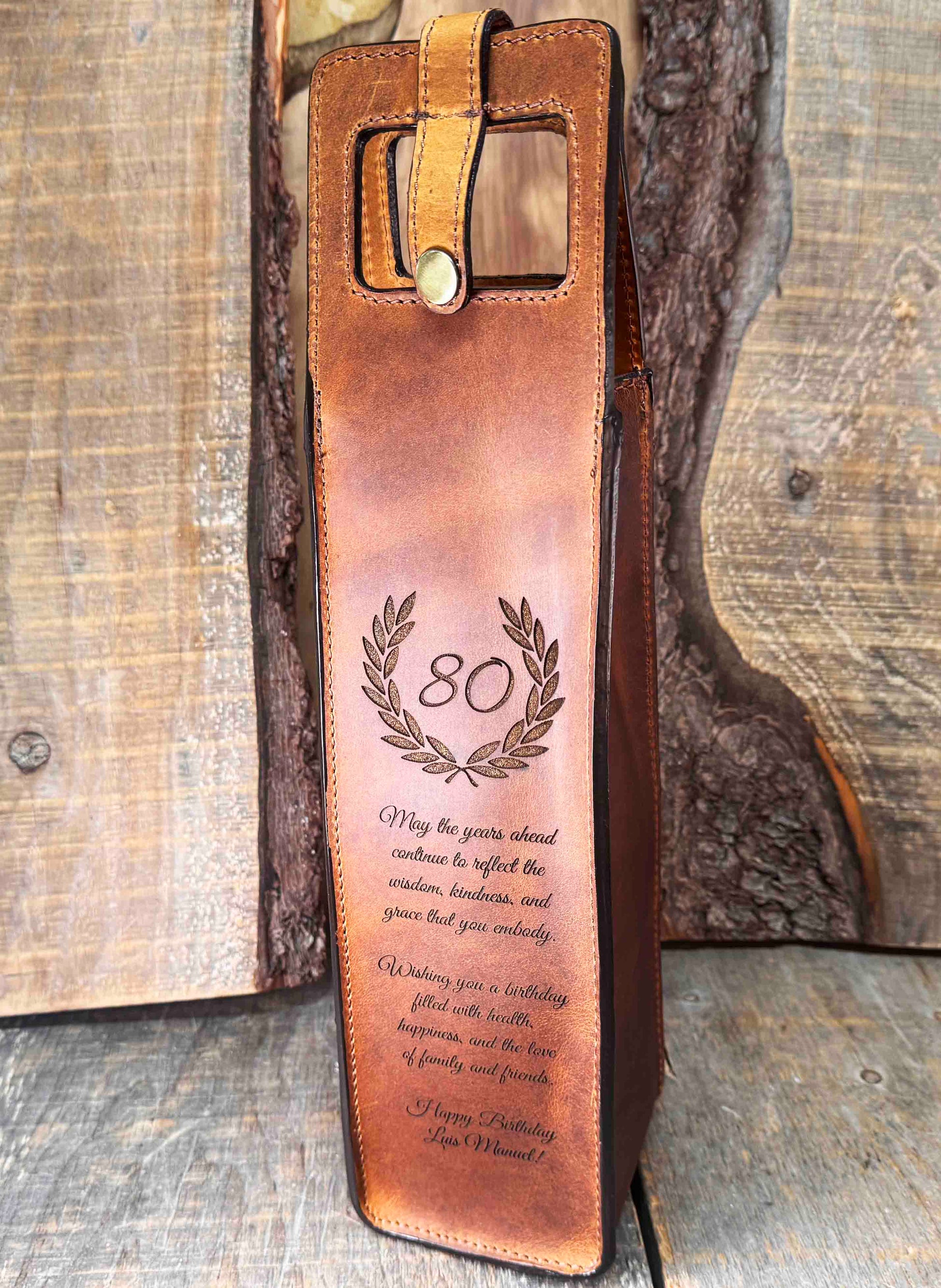 Custom Leather Wine Tote - Memories Made Custom