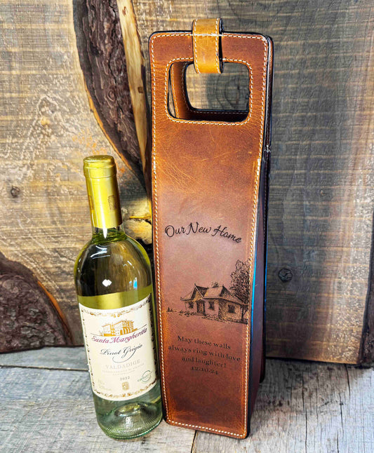 Custom Leather Wine Tote