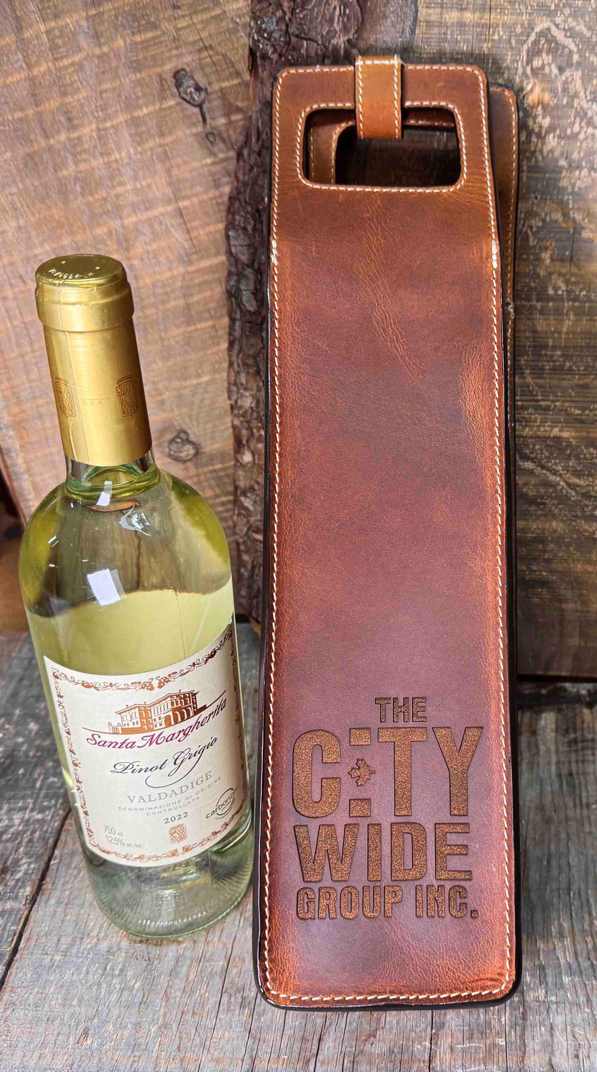 Custom Leather Wine Tote - Memories Made Custom