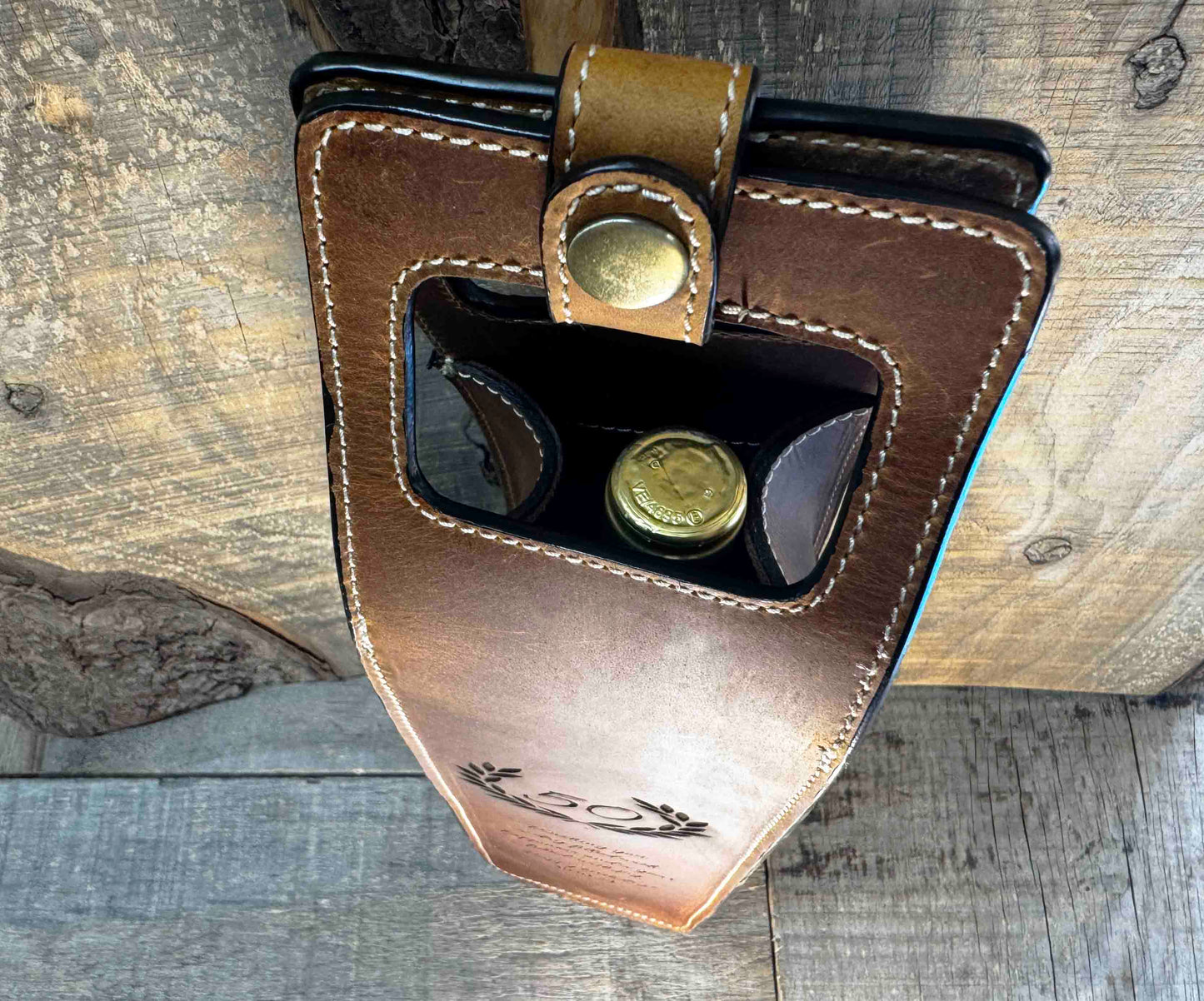 Custom Leather Wine Tote