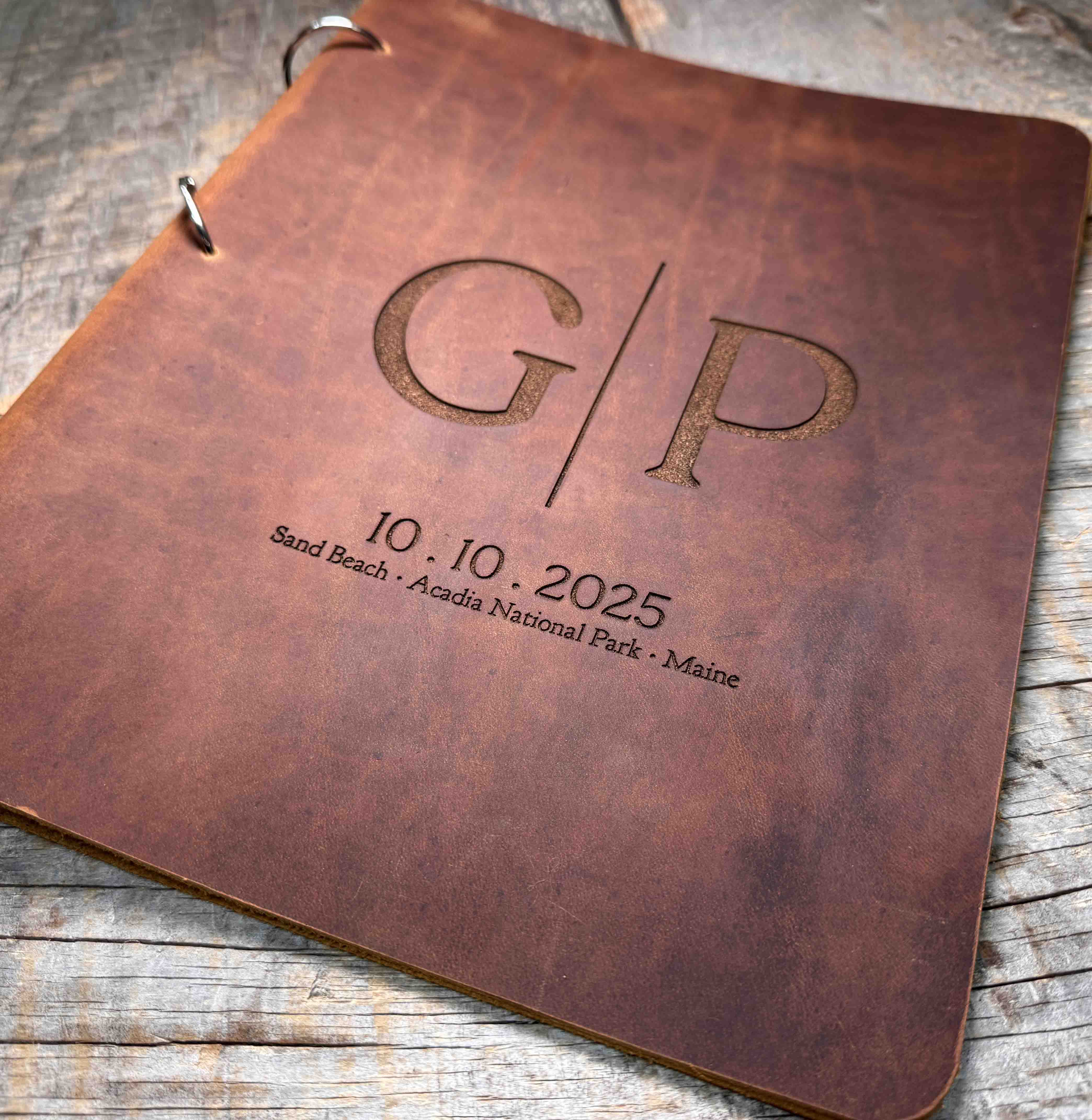 Leather Script Binder Custom Engraved - Memories Made Custom