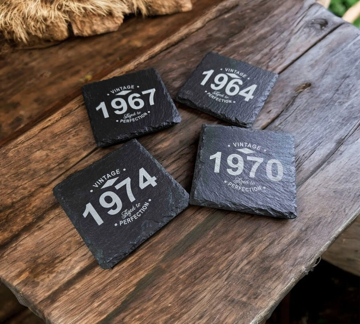 Slate Coaster - Vintage Aged to Perfection Memories Made Custom
