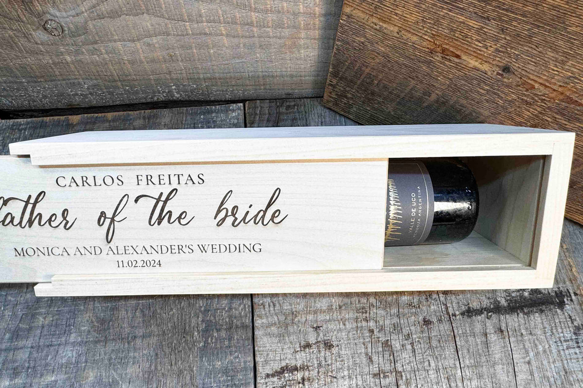 Custom Engraved Pine Wine Boxes - Design 40 Memories Made Custom