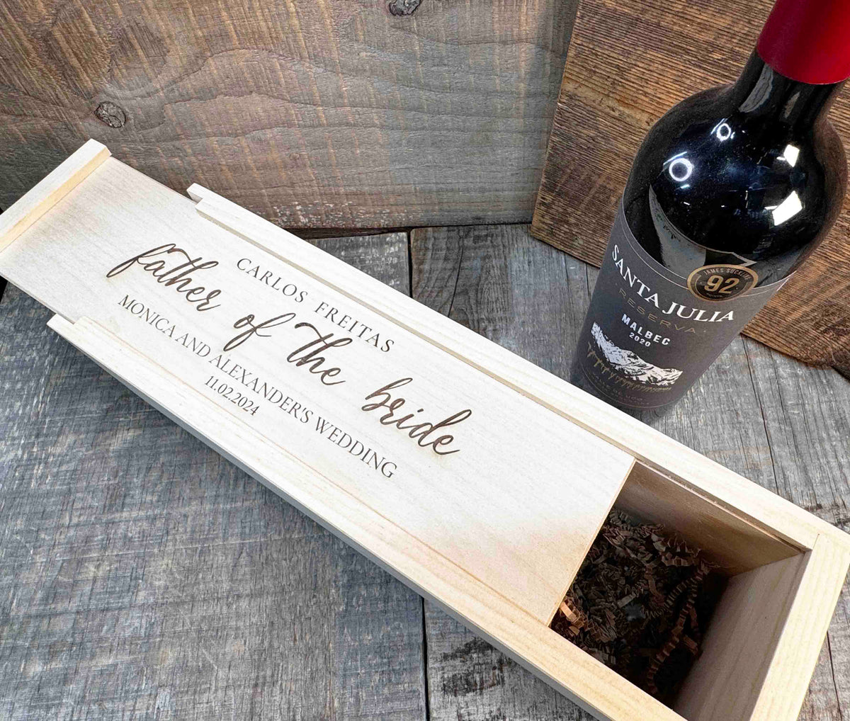 Custom Engraved Pine Wine Boxes - Design 40 Memories Made Custom
