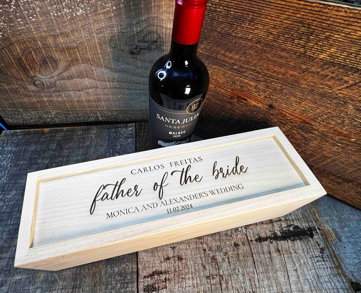 Custom Engraved Pine Wine Boxes - Design 40 Memories Made Custom