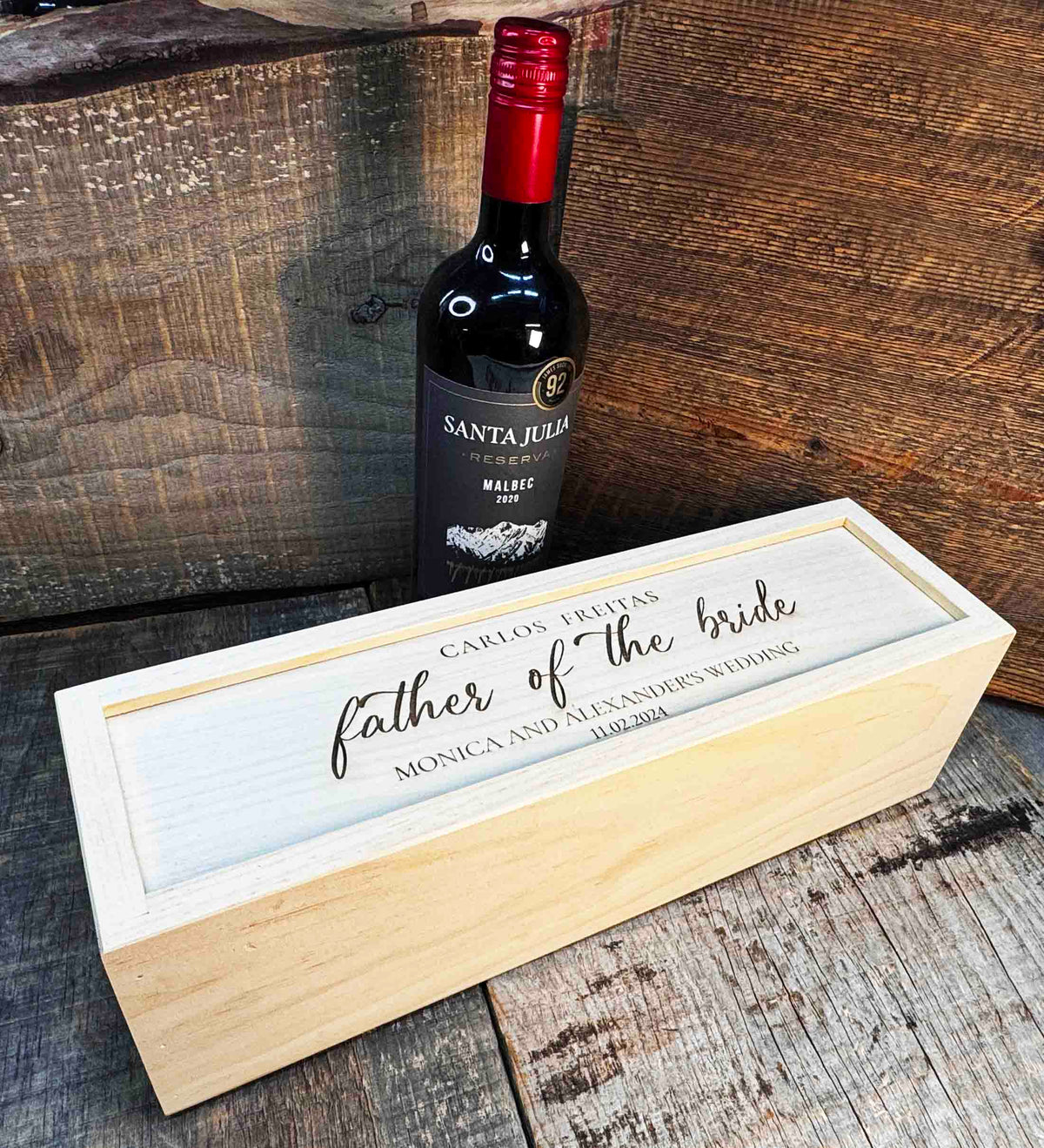 Custom Engraved Pine Wine Boxes - Design 40 Memories Made Custom