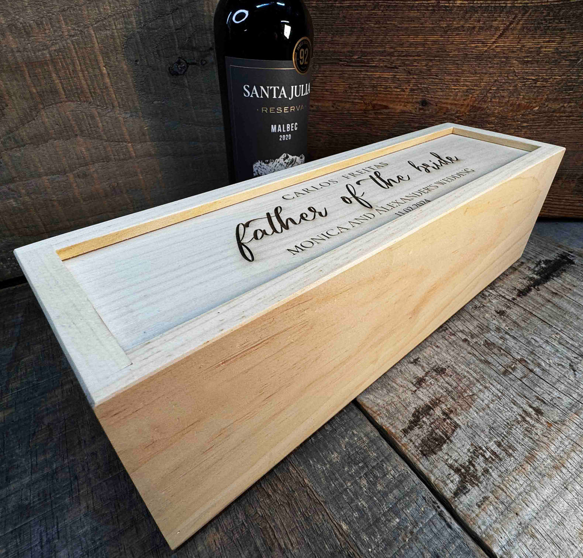 Custom Engraved Pine Wine Boxes - Design 40 Memories Made Custom