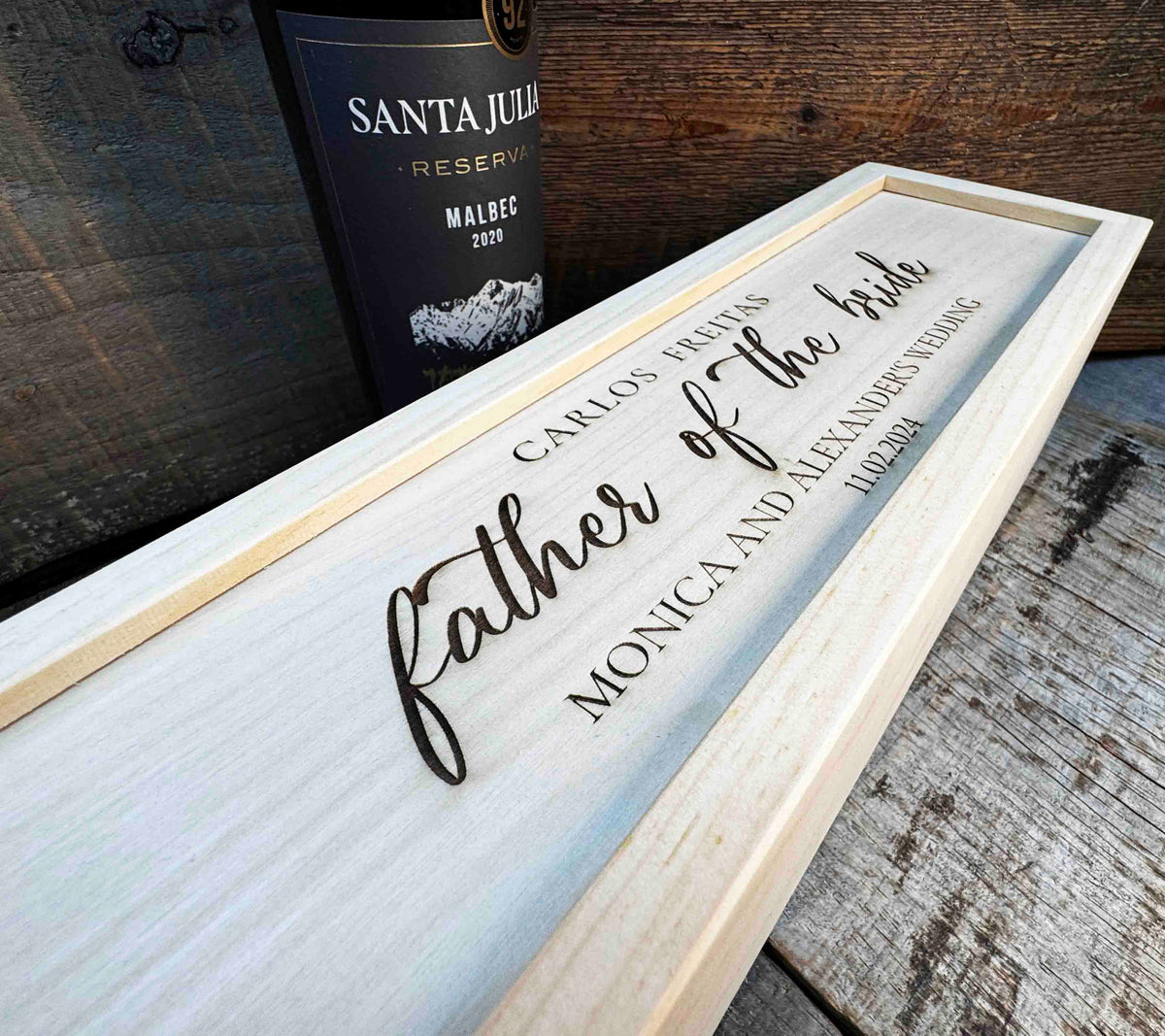 Custom Engraved Pine Wine Boxes - Design 40 Memories Made Custom