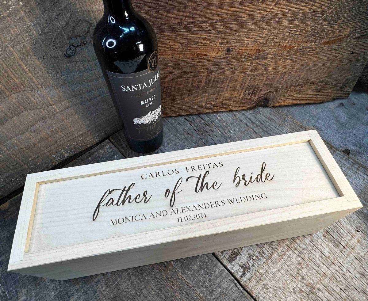 Custom Engraved Pine Wine Boxes - Design 40 Memories Made Custom