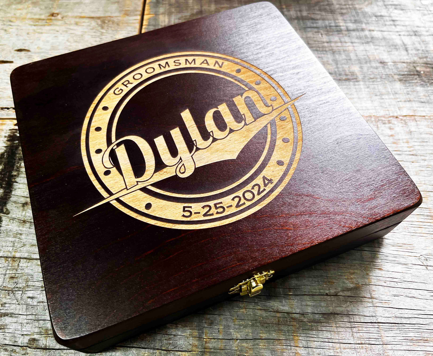 Premium Custom Engraved Wooden Groomsmen Gift Box - Design 13