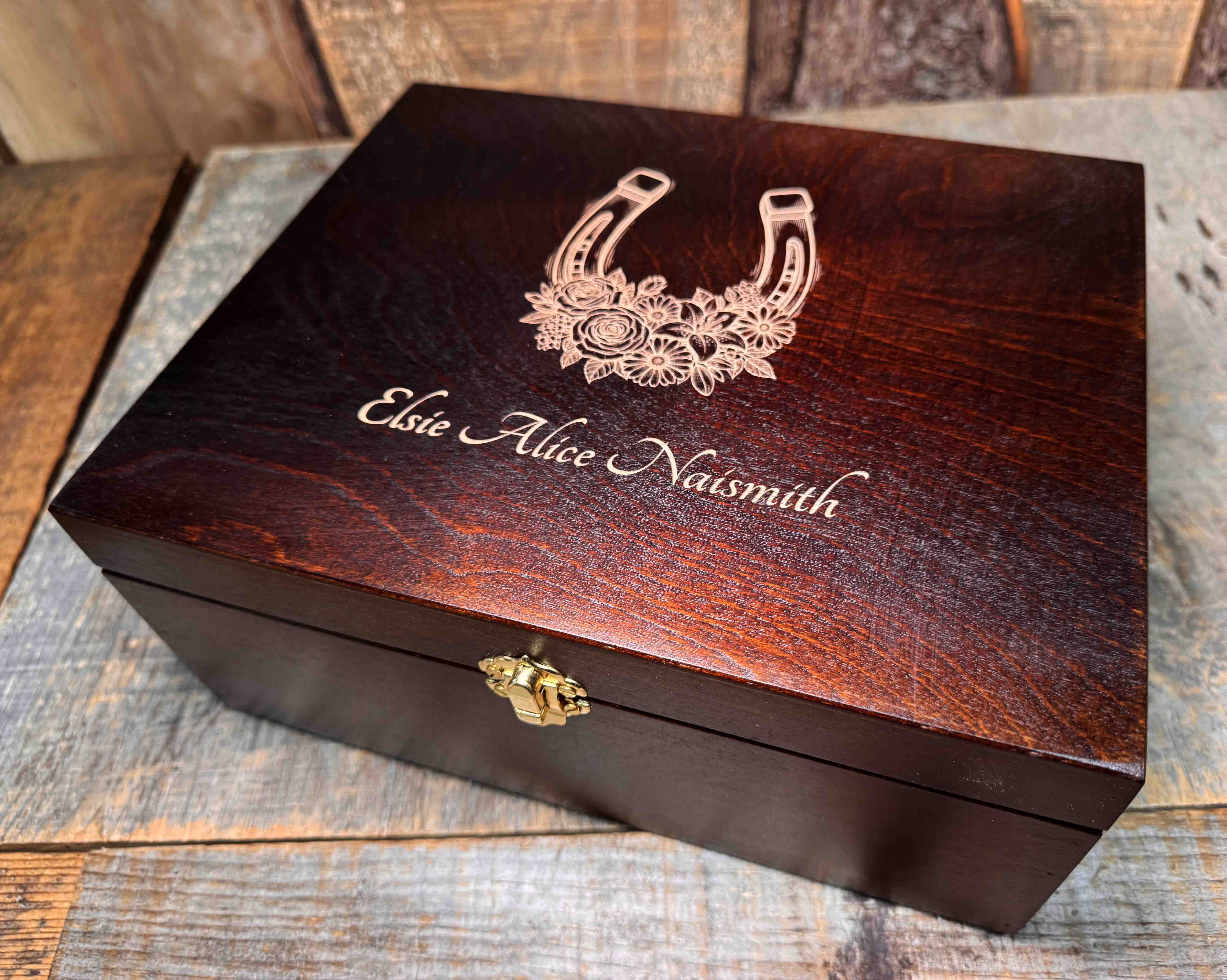 Premium Wooden Gift Box Hinged Lid With Clasp Memories Made Custom