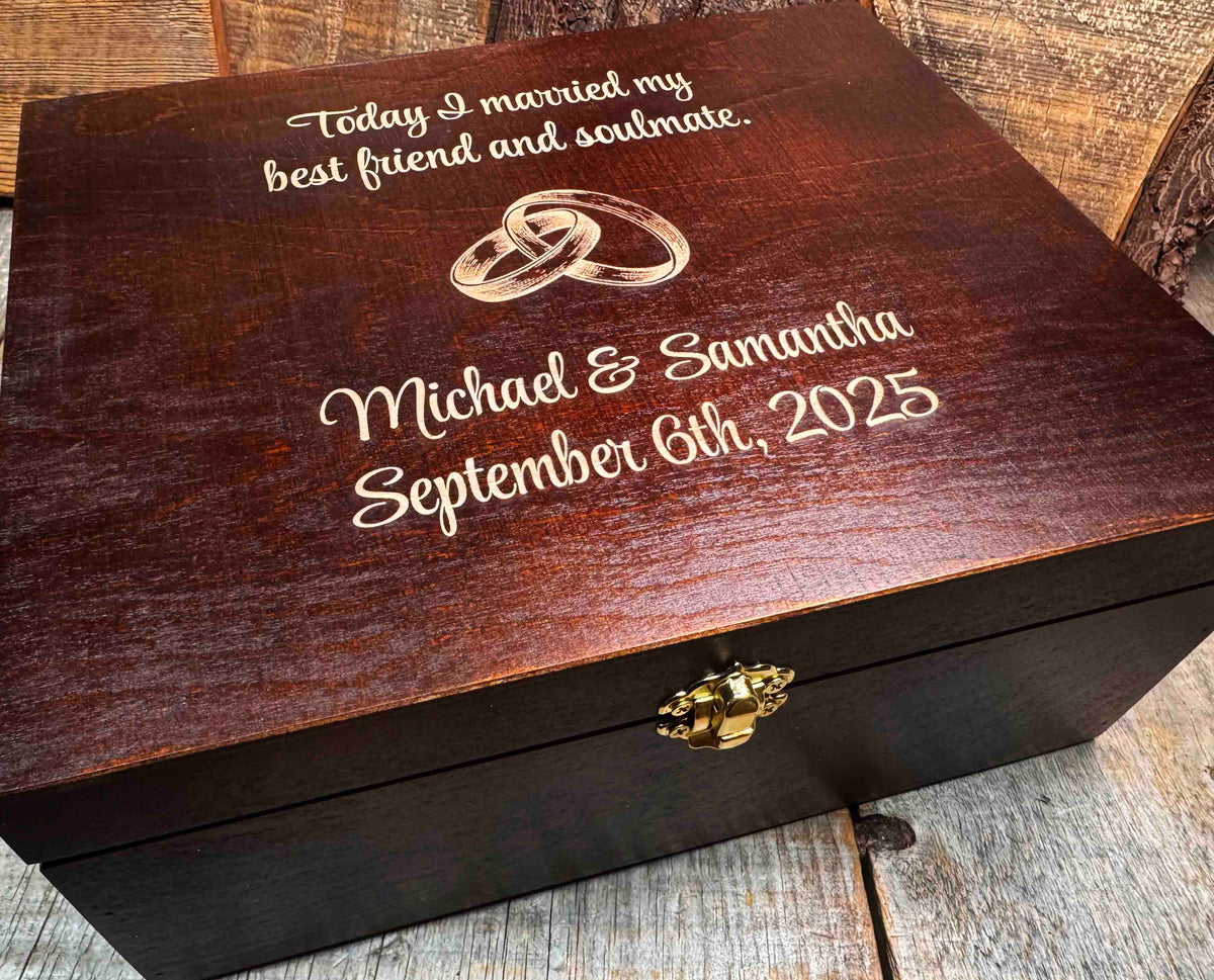 Premium Wooden Gift Box Hinged Lid With Clasp Memories Made Custom