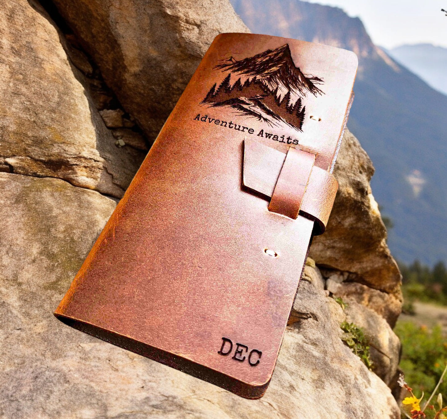 Engraved Leather Hiking Journal