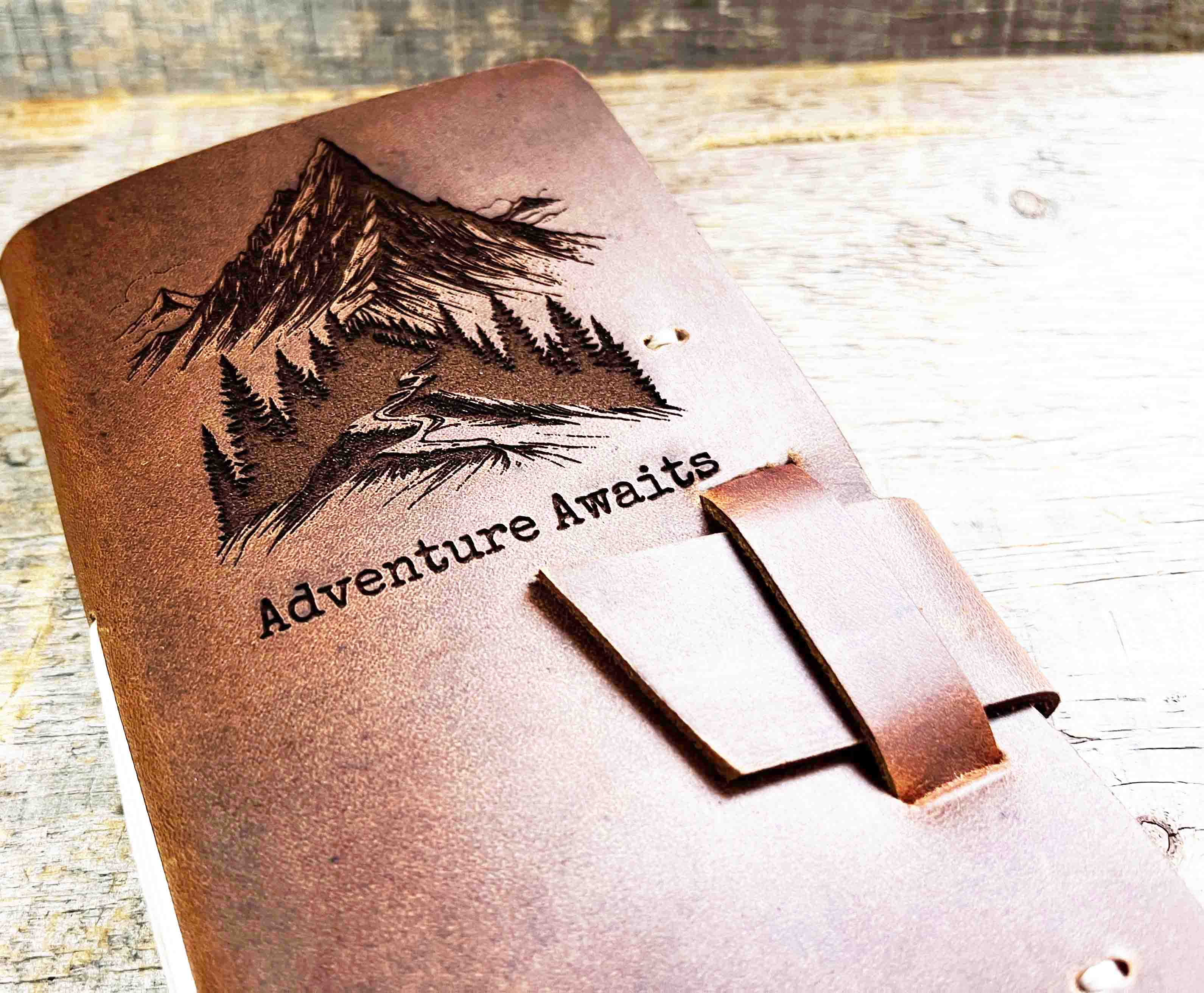 Engraved Leather Hiking Journal