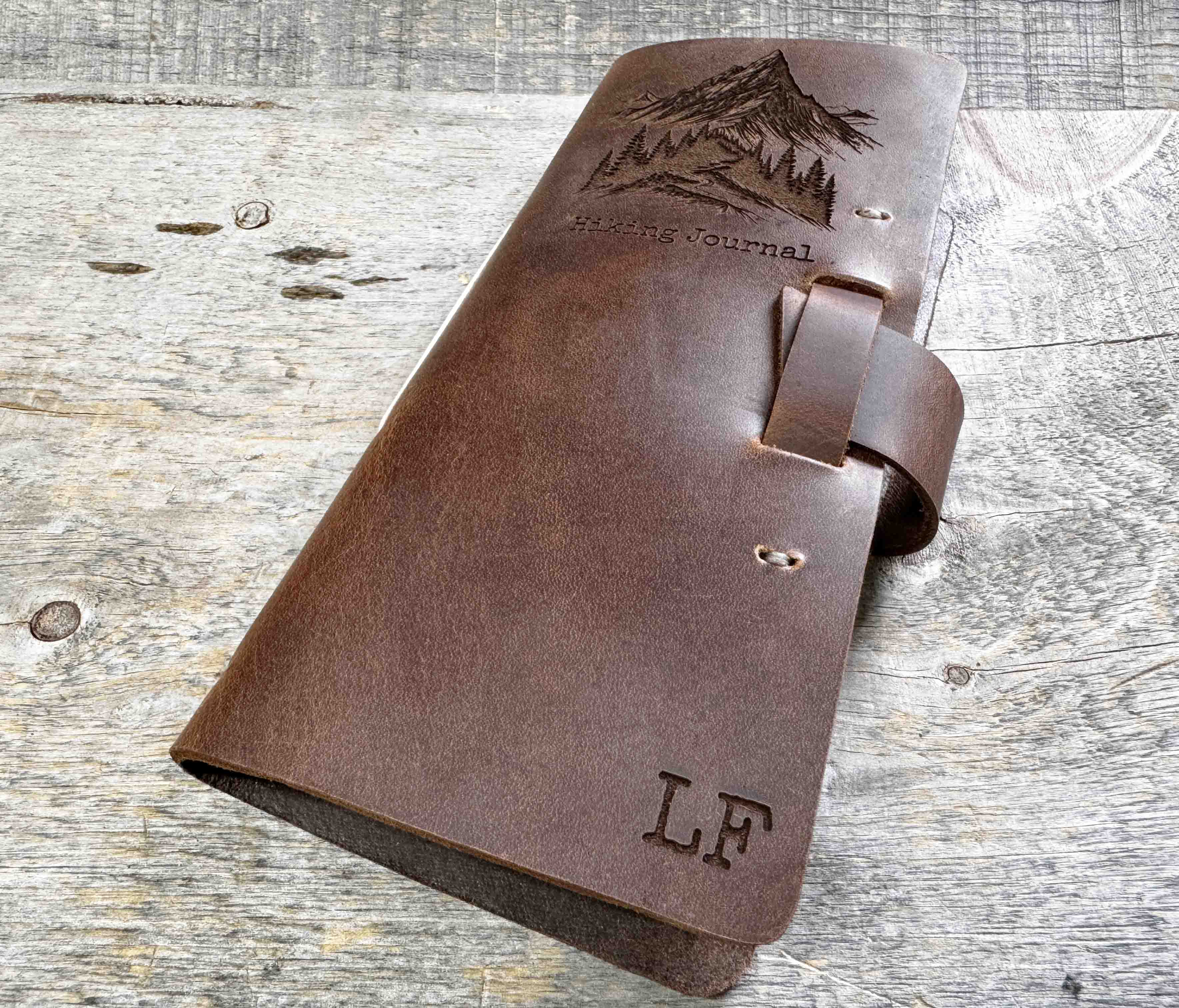 Engraved Leather Hiking Journal