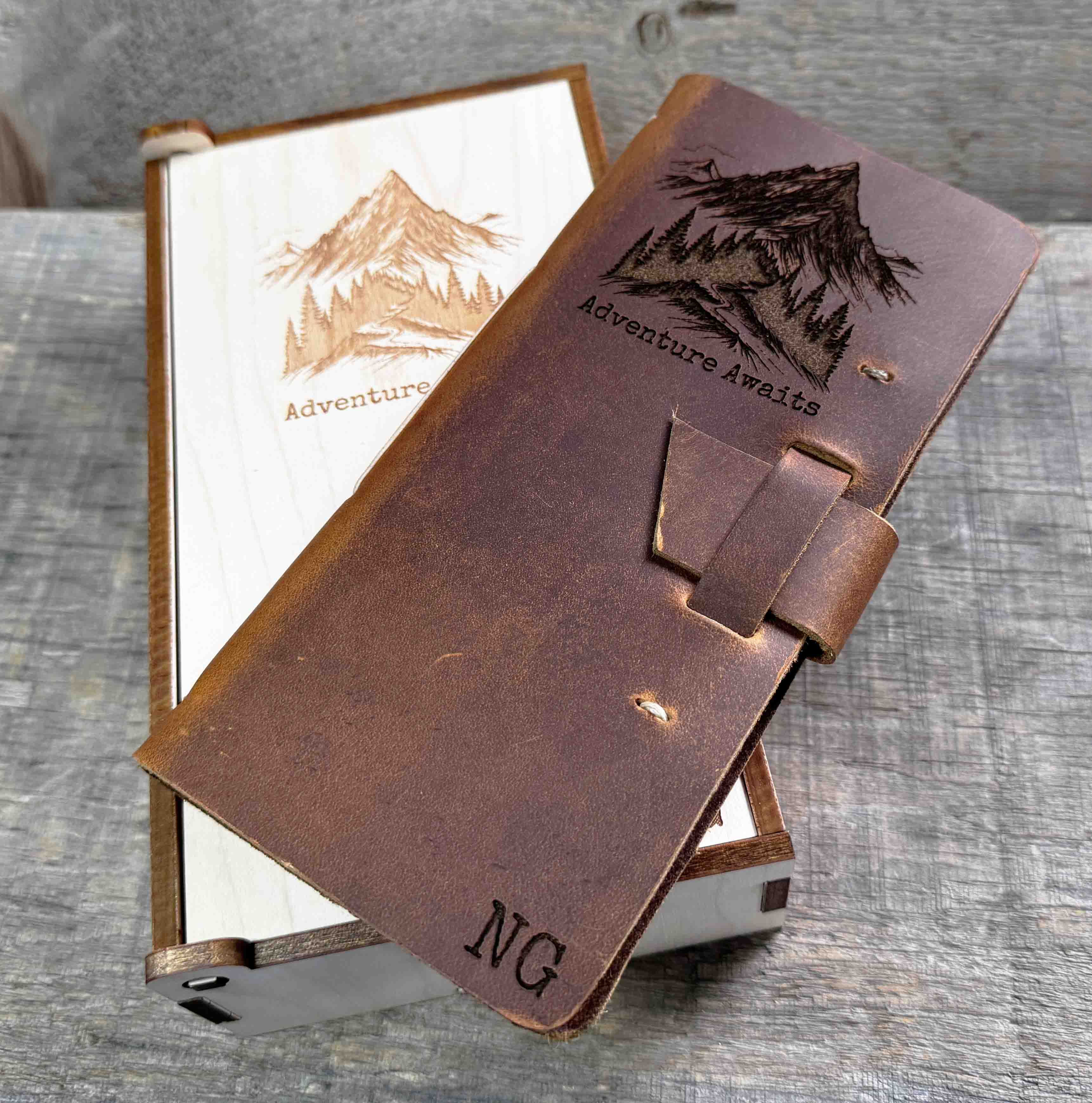 Engraved Leather Hiking Journal