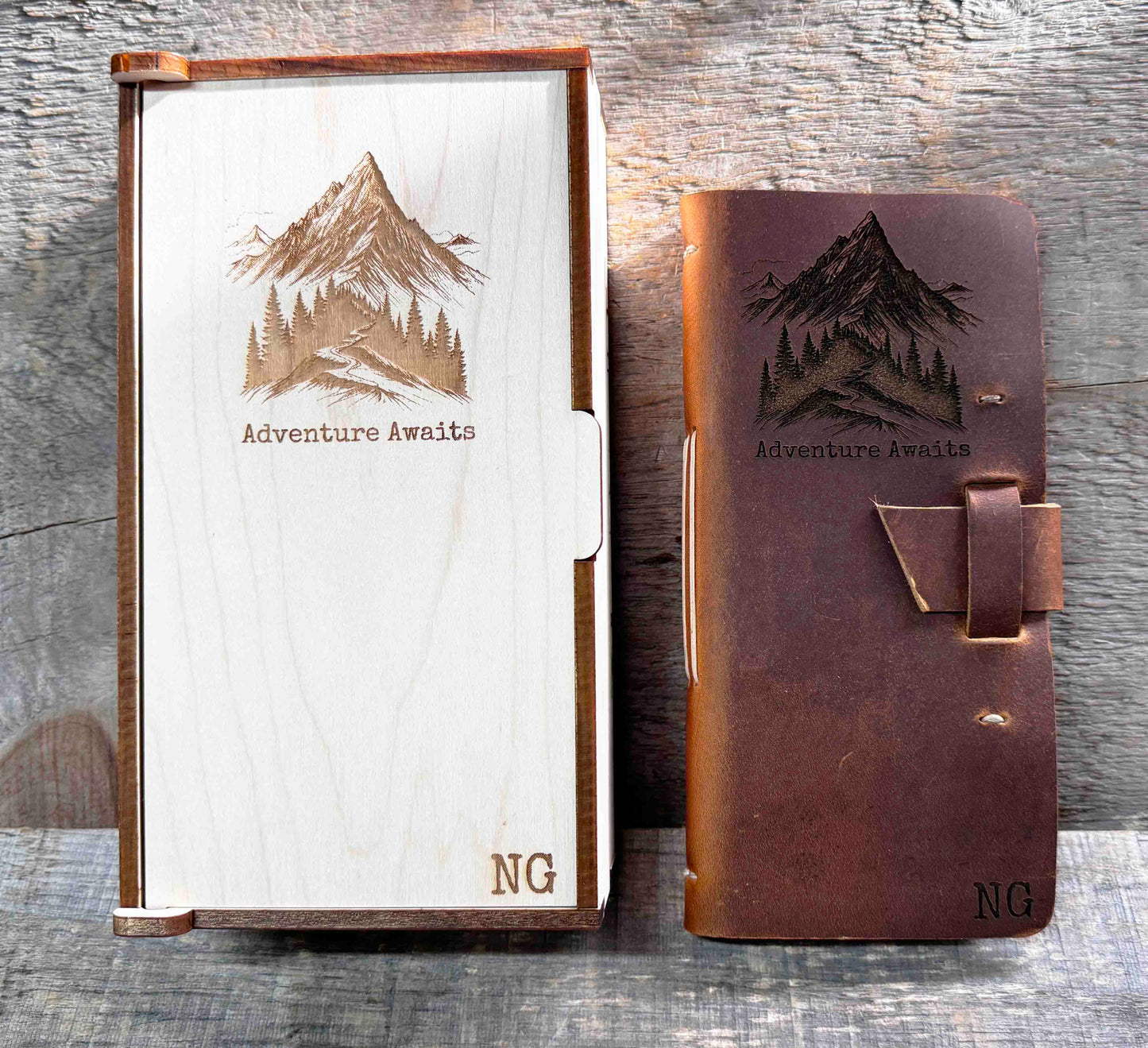 Engraved Leather Hiking Journal