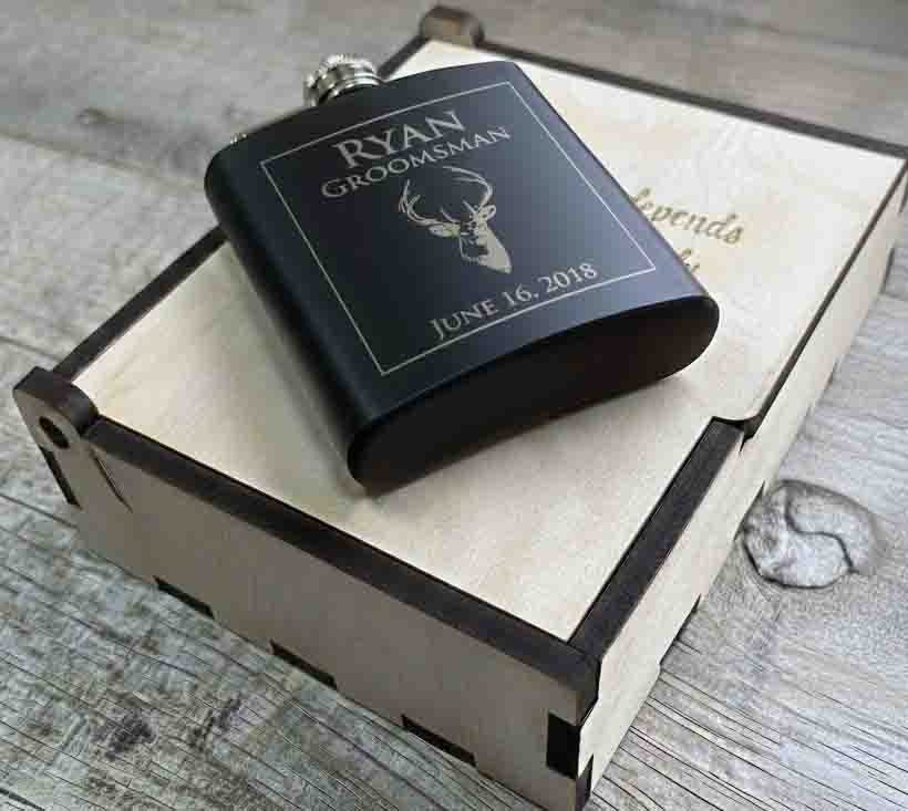 Personalized 6oz Stainless Steel Flask | Custom Engraved Groomsmen Gift | Design 11
