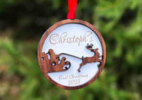 Babies First Christmas Santa Sleigh Memories Made Custom
