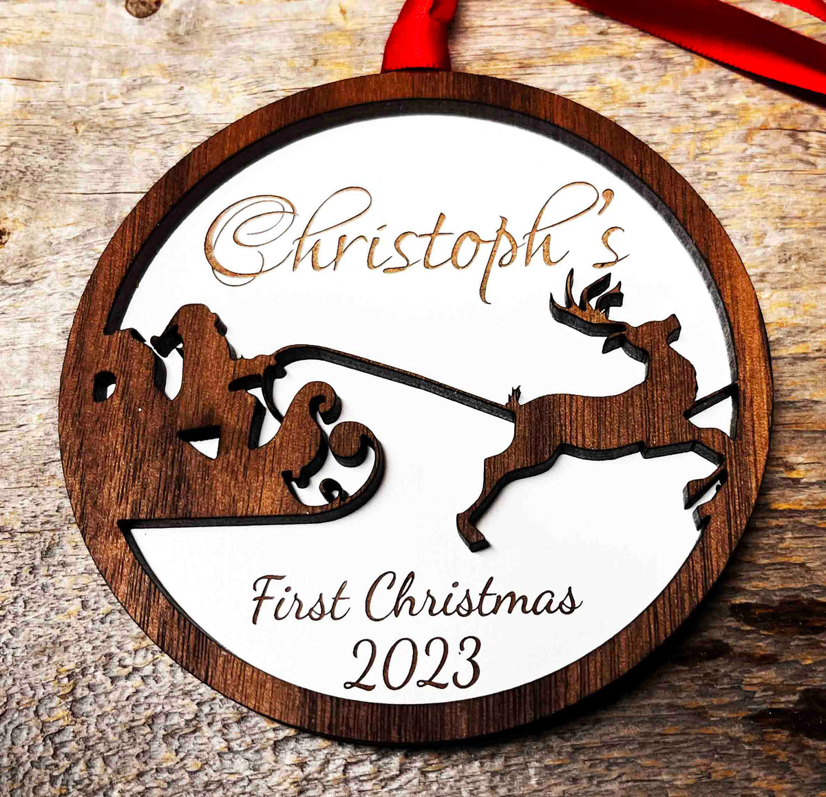 Babies First Christmas Santa Sleigh Memories Made Custom