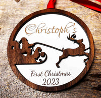 Babies First Christmas Santa Sleigh Memories Made Custom