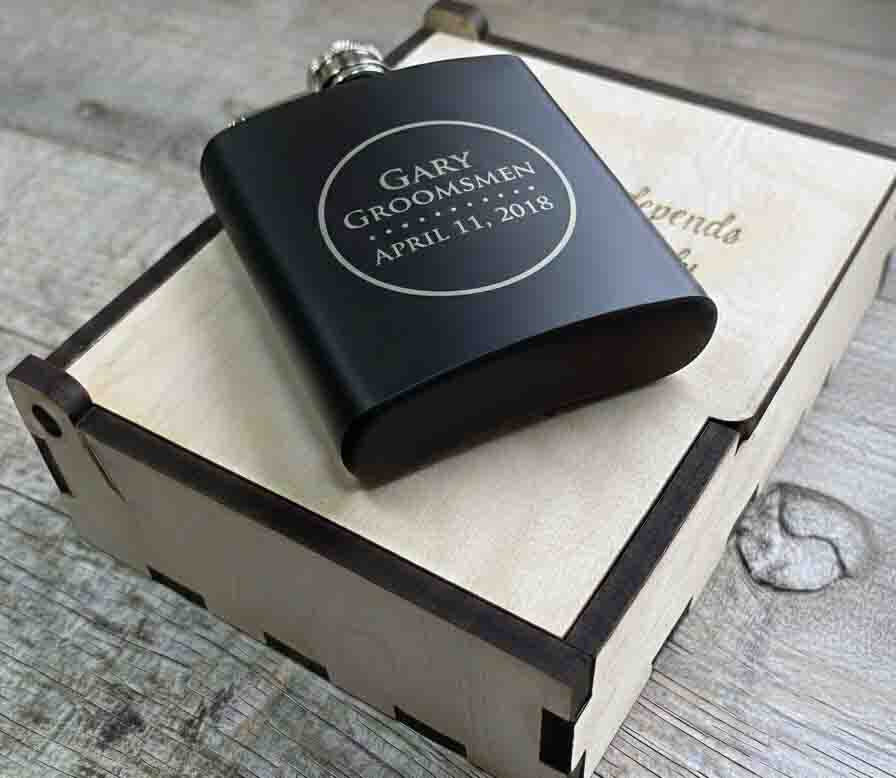 Personalized 6oz Stainless Steel Flask | Custom Engraved Groomsmen Gift | Design 9